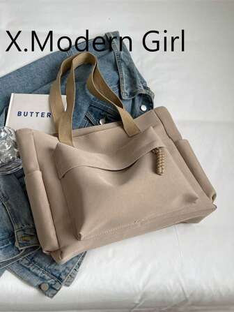 复古腋下包时尚纯色大容量布包斜挎包百搭通勤手提包休闲百搭包适合学生上课上班通勤妈咪外出