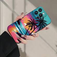 Creatief telefoonhoesje met kokosnootboompatroon, geschikt voor 16/15/14/13/12/11/XS/XR/X/7/8 Plus/Pro/Max/Mini - modieus ontwerp geschikt voor mannen en vrouwen, geweldig cadeau voor vrienden, familie, vriend, vriendin