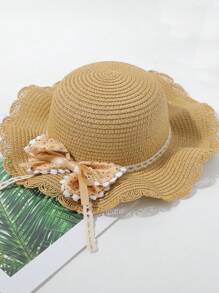 1pc New Sweet Bucket Hat, Thin Hollow Woven Straw Sun Hat, For Casual, Beach, Holiday, Anti-UV Protection - 1PC - View 13