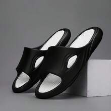 Men's Outdoor Casual Sandals, Breathable Double-Color EVA House Slippers For Indoor & Outdoor, Beach, Sports - Black and White - View 4