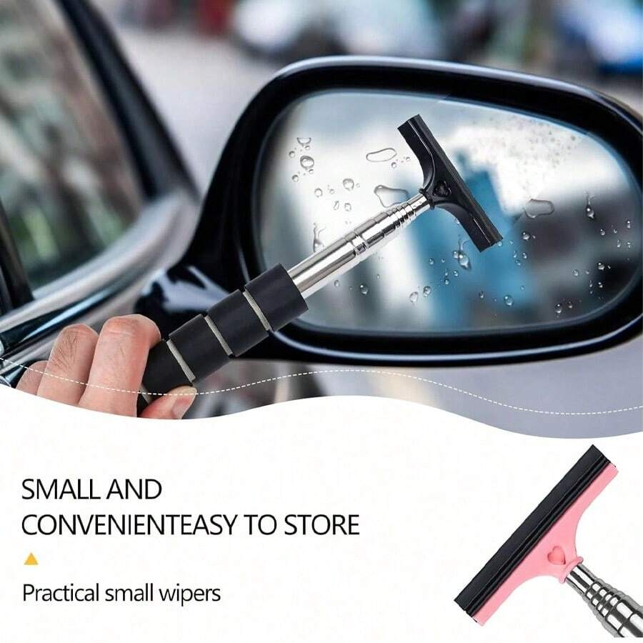 Limpiacristales para espejos laterales, Limpiacristales para espejos retrovisores de coche, Limpiacristales retráctil para espejos retrovisores de coche, Limpiacristales para espejos retrovisores de coche, Limpiacristales retráctil de vidrio auto, Limpiador de agua con varilla telescópica larga, Herramienta de limpieza portátil, Limpiacristales para espejos laterales de coche, Limpiacristales retráctil para espejos retrovisores, Accesorios portátiles para interior y exterior de vehículos para clima lluvioso y neblinoso, Limpiador de ventanas de coche portátil y cepillo para nieve