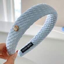 1 Pezzo Fascia per capelli da donna della nuova serie blu, spessa, morbida e soffice, alla moda, multifunzionale, di alta qualità, elegante, minimalista a tinta unita, stile versatile e morbido, adatto per uso quotidiano, casual, feste, pendolarismo, vacanze, acconciature, lavaggio del viso, trucco, abbinamento con l'outfit