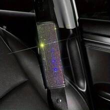 1pc Car Seat Belt Cover Shoulder Protection Set With Sparkling Rhinestone Leather Seat Belt Cover Suitable For All Cars - one-size - View 7