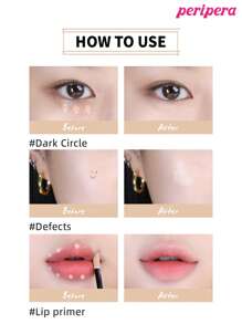 Peripera K-Beauty 双重持久遮瑕膏，尖端遮瑕膏，适用于敏感肌肤，液体遮瑕膏，轻盈，全面覆盖，持久，遮瑕，修饰，遮盖，保湿，提亮，浅沙色，韩式彩妆 - #0.7 Porcelain - 查看 8