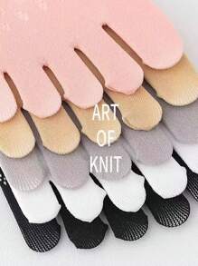 5 双女式 5 趾袜，薄款透气网眼踝袜，夏季一脚蹬隐形袜，柔软舒适运动袜，纯色四季皆宜 - 彩色 - 查看 6