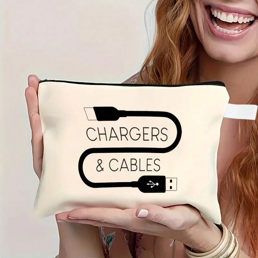 Linen Multi-Functional Charger And Cosmetic Bag - Ideal Gift For Women, Vacation, Business Travel, Fitness, And Outdoor Adventure