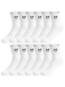 6pcs Fashion Heart Pattern Over-The-Knee Socks, Thick & Comfortable Daily Wear, Suitable For Sports, INS Korean Style, Home & Leisure, Fit All Men & Women, Moisture-Wicking, Soft, Suitable For Holidays, Sports, Leisure, Business, Black*Gray*White, Suitable For All Year Round Wear, 1pc/3pcs/6pcs - Multicolor - View 3
