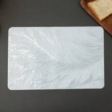 1/2/4/6/8pcs Rectangular Feather Decor Table Mats, High Gloss PVC Foil Heat Insulation Placemats - Multicolor - View 11