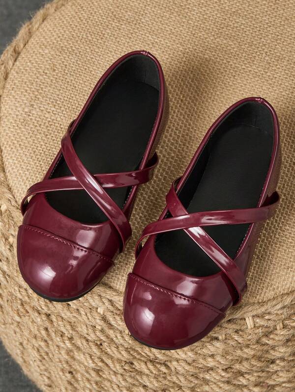 1 Paio di scarpe da vestire in pelle per bambine, colori rosso vino, rosso, verde, scarpe da principessa per scuola, eventi e feste, punta tonda, in morbida pelle, scarpe di bon ton, stile carino e alla moda per l'accademia