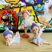 Set de 4 figuritas de bebé ángel en caja ciega, decoración creativa de tartas, muñecas de colección de dibujos animados gacha, regalo de cumpleaños