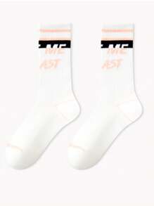 1/5 Pairs Basketball Mid-Calf Sports Socks For Men, High-Top Athletic Crew Socks