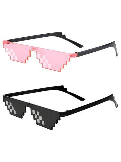 1Pc-New Mosaic Glasses, Personalized Pixel Fashion Glasses, Anime Pixel Glasses, Fashion Glasses, Funny Horse Code Mosaic Pattern, Holiday Party Prop Mosaic Funny Party Photo Props, Suitable For Everyday Parties, Gatherings, Fashion Styling Matching Shades, Beach Accessories