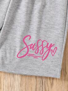 Tween Girl Cartoon Print Short Sleeve Top And Shorts Set