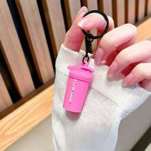 迷你摇摇瓶钥匙扣 - 带蛋白粉设计的硅胶健身瓶，有粉色和黑色可选 - 健身爱好者的完美礼物，也适合派对礼物、圣诞节、汽车钥匙和背包配件、健身配件