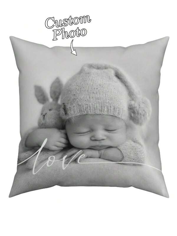 1 pieza Funda de almohada personalizada, Almohada DIY personalizada para decoración del hogar, Regalo del Día de la Madre para niña o niño, Funda de almohada impresa, Multifuncional, Ornamental, Letra, Elegante, Moderna, Colorida, Linda, Adorable, Casual, Personalizada, Regalo ideal para él, Regalo ideal para ella