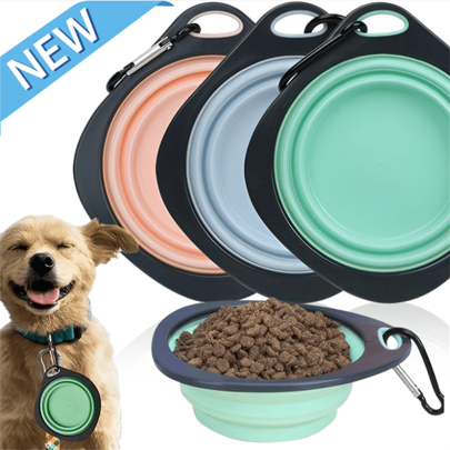 2pcs Foldable Dog Bowl, Integrally Molded Edge Dog Travel Bowl, No Assembly Plastic Edge Dog Water Bowl, Foldable And Compact, Suitable For Pets Walking, Hiking And Camping Dog Water Bottle Water Bottle