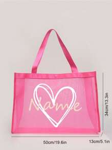 1pc Customized Mesh Tote Bag Your Own Design,Personalized Design (Name,Logo,Text) Foldable Large Capacity Lightweight Stylish Personalized Tote Bag Shoulder Bag Casual Shopping Bag Tote Bags Initial Classic Present Bag Personalized For Wedding Birthday Beach Holiday ,Use Tt Yourself Or Give Gifts To Others For Friends Mom Teachers Large Capacity Bag For Women Letter Portable,All-Purpose,Large Capacity,Versatile,Multifunction,Colorful,Cute,Adorable,Contracted,Funny,Kawaii,Y2K,Minimalist,Commuting,Business Casual,Basics,Custom,Personalized,Unique,Customized,Ideal Gifts For Him,Ideal Gifts For Her,Her,Family,Friends,Girlfriend,For Anniversaries,For Birthdays,For Holiday/ Vacation,For Outdoors/Outings/Travel/Hiking/Stadium/Sports/Climbing,For Business/Commute/Work/Office - Multicolor - View 4