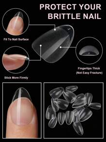 120/240Pcs Short Almond Nail Tips Soft Gel Clear Gelly Nail Tips Half Matte Full Cover Nail Tips Acrylic Pre-Filed Press On Fake Nail Tips For Nail Extension Home DIY Manicure Press On Nails Nail Supplies - Clear - View 6