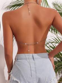 Women's Chain Halter Tank Tops Sleeveless Sparly Shell Shape Sequin Cami Lingerie - Màu tím - Xem 8