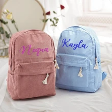 Handmade Corduroy Backpack, Personalized Embroidered School Bags For Kids And Toddlers, Personalized Kid's Backpack,Kid Book Bags With Names