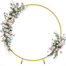 Arco ad anello di palloncini adatto per il pavimento, supporto ad arco rotondo come sfondo per feste, kit per arco di palloncini a forma di fiore, arco in metallo dorato come sfondo per feste di compleanno, matrimoni, Natale, laurea, decorazioni per feste, decorazioni estive per spiaggia, decorazioni per la scuola