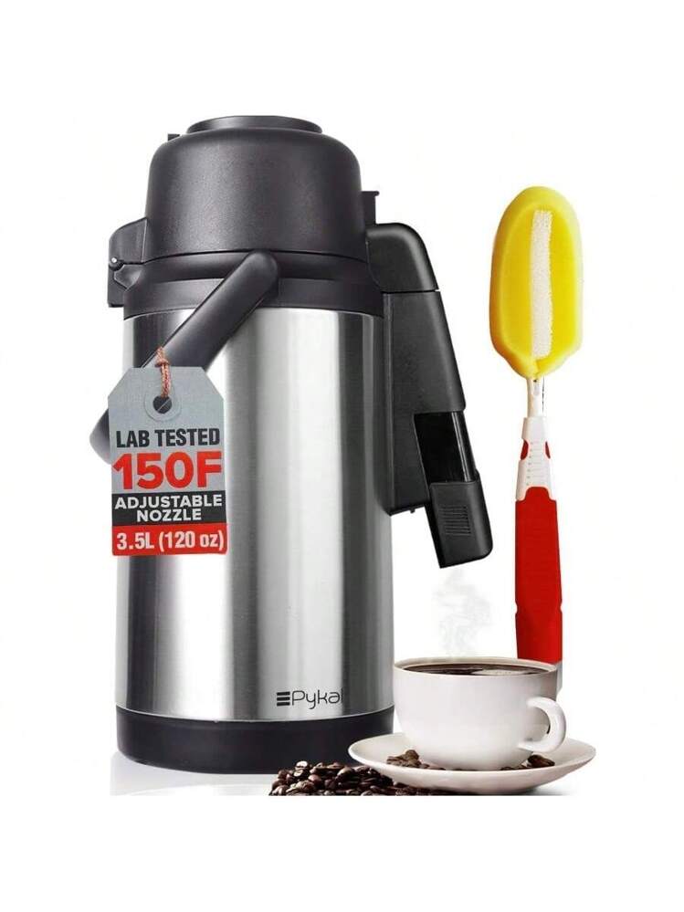 SplashProof Coffee Carafe Airpot Dispenser - With Adjustable
