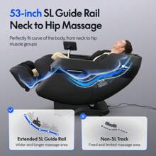 Massage Chair Full Body Zero Gravity SL-Track Shiatsu Massage Recliner Chair With Body Scan Airbags Foot Rollers Deep Yoga Stretch Heating Black - Black-PU Leather - View 5