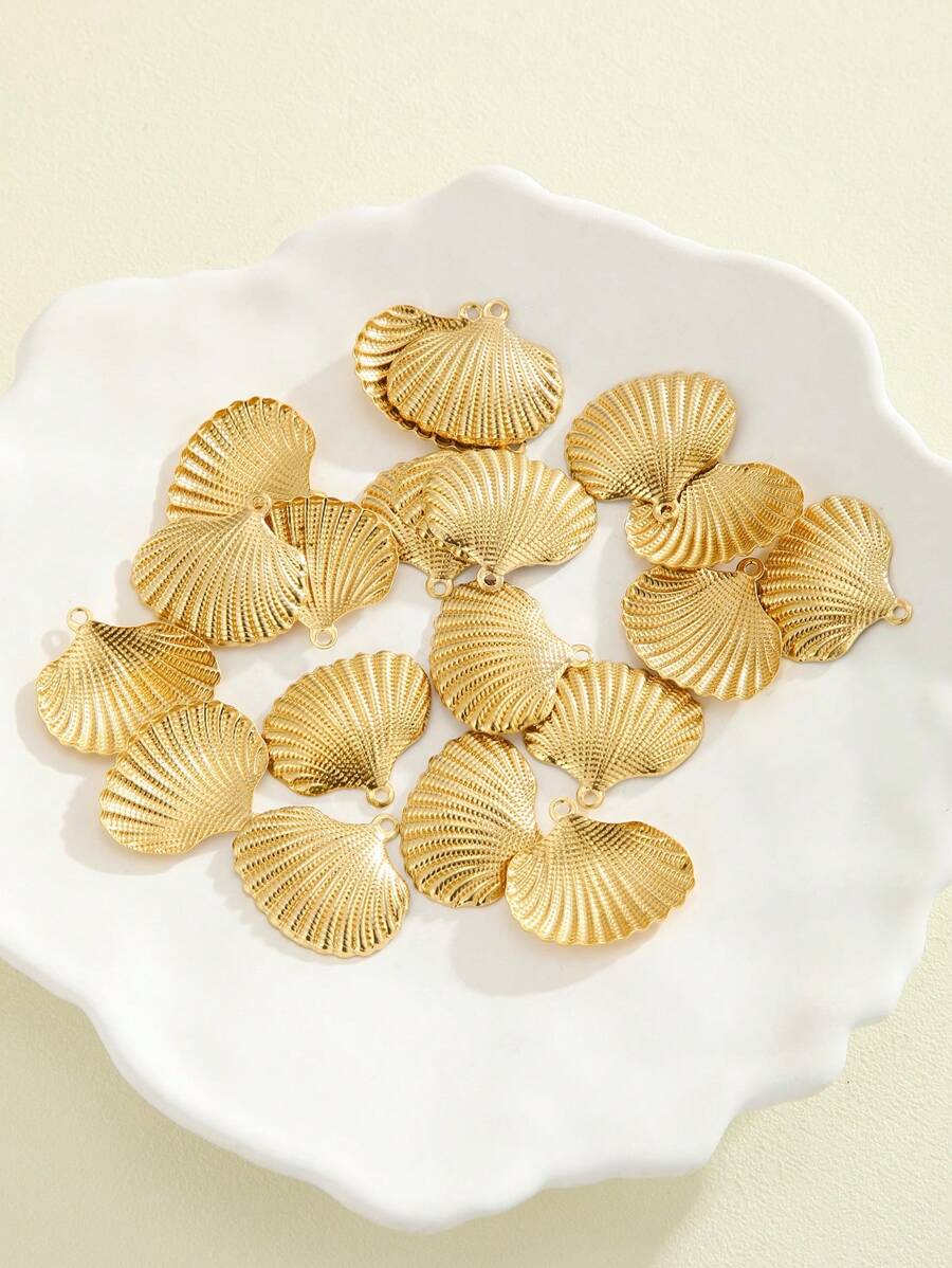 20pcs Fashion DIY Striped Shell Earring Accessories - Brass - View 1