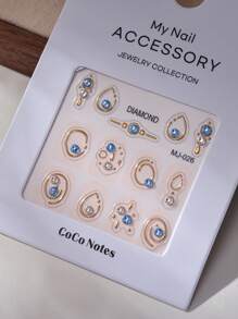 CoCo Notes 1 Set (2pcs) 5D Embossed High Quality K9 Crystal Flat Bottom Embossed Water Drop Shape Mini Sticker DIY Embossed Nail Art Sticker