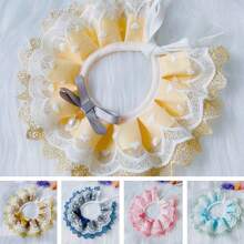 1pc Cute Cat & Dog Bibs, Teacup Poodle Lace Collar, S Size