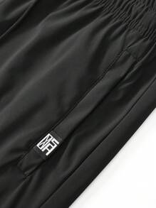 2 chiếc quần short thể thao du lịch đi bộ đường dài ngoài trời màu trơn cạp chun nhẹ cho nam mùa hè - màu đen - Xem 10