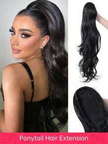 Long Curly Wavy Drawstring Ponytail Extensions Clip In Wavy Synthetic Hairpieces 26 Inch Black Ponytails Hair Piece Pony Tail Extension For Women
