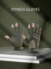 1 par de guantes tácticos de 3 dedos para hombres, guantes de deporte al aire libre antideslizantes, transpirables, de protección para escalada, resistentes al desgaste para ciclismo