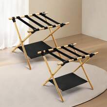 Lightweight And Portable Bamboo Luggage Rack, Saves Space When Folded, With Diverse And Practical Functions