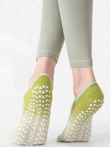 1/3/5/6/10 双女款渐变色防滑硅胶普拉提初学者地板袜、运动踝袜、室内成人专业瑜伽袜 - 彩色 - 查看 9