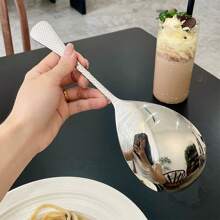 Large Stainless Steel Serving Spoon With Hammered Texture, Big Sized Ladle, Cafeteria Server Spoon,School Supplies
