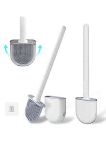 浴室马桶刷及支架套装，灵活方便的马桶刷头，硅胶刷毛，壁挂式设计，小巧紧凑，方便收纳整理。硅胶马桶刷不会损坏马桶，壁挂式马桶刷采用防滚、防滴设计，适用于房车旅行拖车和露营车，由房车爱好者为房车爱好者打造。
