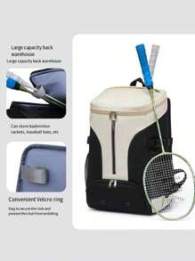 1PC Daily Sports Training Backpack With Large Capacity And Light Weight, Badminton Backpack, Tennis Racket Bag, Basketball Bag, Independent Shoe Compartment, Outdoor Sports Backpack, Contrasting Color Design, Fashionable And Simple, Versatile Backpack, Suitable For Fitness, Yoga, Outdoor Sports, Short-Distance Travel