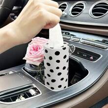 4/2/1件装 时尚黑白车载纸巾盒 可爱波点车载纸巾架 内含3层柔软面巾纸 千鸟格图案纸巾架 圆形设计 适用于汽车杯架、家庭浴室和办公室 旅行纸巾筒 内含40张纸巾 - 彩色 - 查看 7