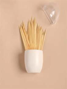 1pc Wall-Mounted Magnetic Toothpick Holder - Fashionable White, PP Material Resistant To Stains, Suitable For Kitchen And Dining Room Storage
