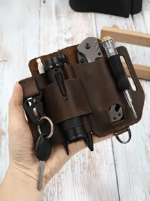 EDC Tool Pouch, Outdoor Camping Faux Leather Case, Multi-Purpose Small Backpack, Knife, Flashlight, Faux Leather Waist Holst - Multicolor - View 5