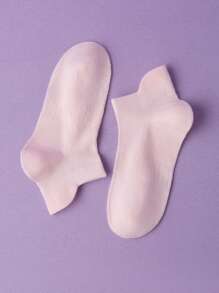 5 Pairs Spring And Summer Children's Thin Macaron Multi-Color Anti-Pilling Girls Pink Series Summer Solid Color Net Thin Boat Socks Heel Socks - Multicolor - View 9