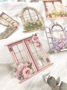 10pcs/Pack Vintage Window Stickers, For Crafts, Scrapbooking, Card Making, Planners, DIY Decorations,School Supplies,Back To School - Multicolor - View 6