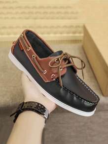 Earth Tones Nantucket Breeze Boat Shoes Retro Casual British Style Simple Fashion Personalized Modern Romantic College Party Holiday Vacation Party - Blue Red - View 7