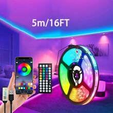 أضواء LED بأطوال 1 متر/ 2 متر/ 3 متر/ 5 متر/ 10 متر/ 15 متر/ 20 متر أضواء غرفة النوم بجهاز تحكم عن بعد 44 مفتاح، أضواء حبل ذكية متغيرة الألوان RGB متزامنة مع الموسيقى، ديكور غرفة النوم والمعيشة وحفلات عيد الميلاد