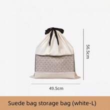 Bolsa de polvo de ante, cartera plegable, bolsa de almacenamiento de viaje con cordón, armario de ahorro de espacio, embrague, bolso de mano para mujer - Beis - Ver 7