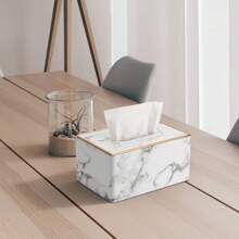 Caja de pañuelos de PU con bordes dorados - Portarrollos de papel para el hogar, la cocina, el baño, la sala de estar y el dormitorio