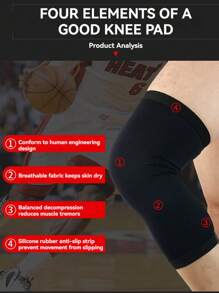 1pc Basketball Sports Knee Pad, Breathable Sweat-Absorbing Compression Leg Sleeve Gym Accessories Knee Support - Multicolor - View 7