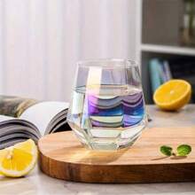 Set da 6 bicchieri di lusso, bicchieri in stile nordico di colori misti con bordo dorato, tazze di vetro trasparenti esagonali creative per acqua/succo/tè/latte/caffè, regalo - Multicolore - Visualizzare 4