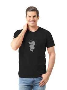 Alfa Romeo Men's Round Neck Cotton T-Shirt - Black - View 4